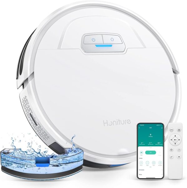 HONITURE Robot Vacuum and Mop Combo, 4000pa Strong Suction, G20 Robot Vacuum Cleaner with Self-Charging, 150Mins Max, App&Remote&Voice Control, Super-Slim, Ideal for Pet Hair - Image 2