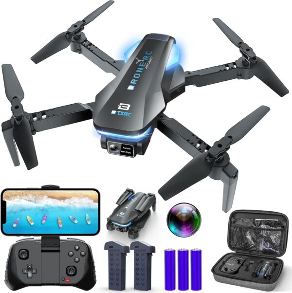 Drone with Camera, 1080P HD FPV Foldable RC Quadcopter with 90° Adjustable Lens, Gestures Selfie, One Key Start, Altitude Hold, 360° Flip, 2 Batteries, Toys Gifts for Kids, Adults, Beginner - Image 2