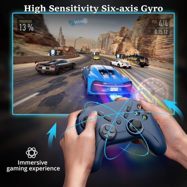 Multi-Platform PC Wireless Controller, Bluetooth Gaming Controller, Compatible with Windows, iPad, Steam, Laptop, Mac, Tablet, and Smart TV, with Double Shock, Macro Keys, Turbo Button, LED Backlight - Image 5