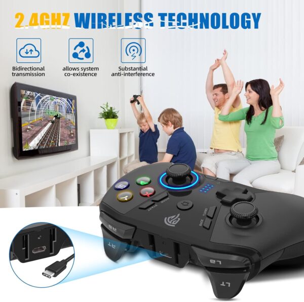 EasySMX Wireless Gaming Controller for Windows PC/Steam Deck/PS3/Android TV BOX, Dual Vibrate Plug and Play Gamepad Joystick with 4 Customized Keys, Battery Up to 14 Hours, Work for Nintendo Switch - Image 8