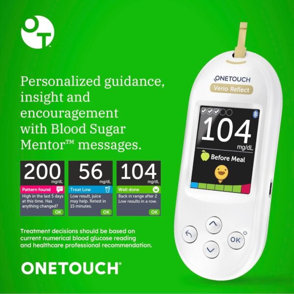 OneTouch Blood Sugar Test Kit | Includes OneTouch Verio Reflect Blood Glucose Meter, 1 Lancing Device, 30 Lancets, & 30 Test Strips, | Diabetes Testing Kit for Blood Glucose Monitoring - Image 4