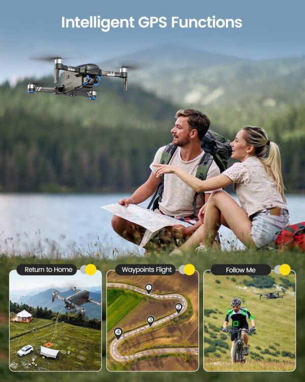 Holy Stone HS600 2-Axis Gimbal Drones with 4K EIS Camera for Adults, Integrated Remote ID, 2 Batteries 56-Min Flight Time, 10000 FT Range Transmission, GPS Drone with Brushless Motors, 4K/30FPS - Image 7