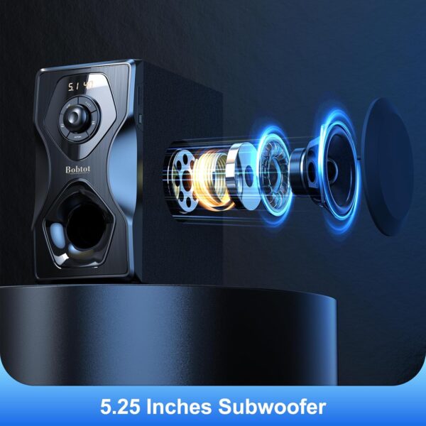 Bobtot Surround Sound Speakers Home Theater Systems - 700 Watts Peak Power 5.1/2.1Wired Stereo Speaker System 5.25" Subwoofer Strong Bass with Bluetooth HDMI ARC Optical Input - Image 3