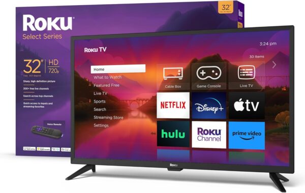 Roku 32" Select Series 720p HD Smart RokuTV with Voice Remote, Bright Picture, Customizable Home Screen, and Free TV - Image 2