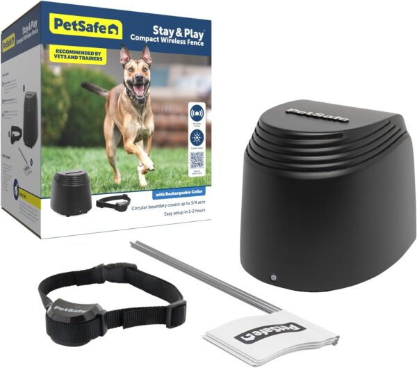 PetSafe Stay & Play Compact Wireless Pet Fence, No Wire Circular Boundary, Secure up to 3/4 Acre, No-Dig Portable Fencing, America's Safest Wireless Fence from Parent Company Invisible Fence Brand - Image 2