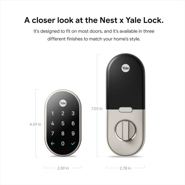 Google Nest x Yale Lock - Tamper-Proof Smart Lock for Keyless Entry - Keypad Deadbolt Lock for Front Door - Satin Nickel - Image 13