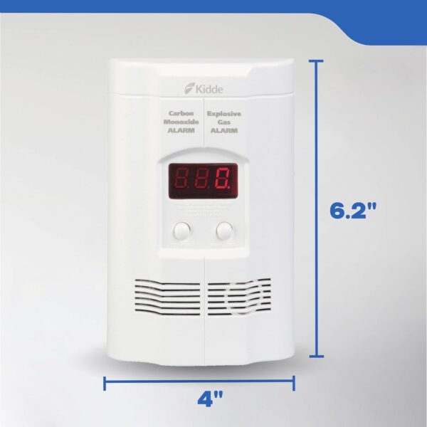 Kidde Carbon Monoxide Detector, Propane, Natural, Methane, & Explosive Gas Alarm, Plug-In Wall with 9-Volt Battery Backup, Digital LED Display - Image 8