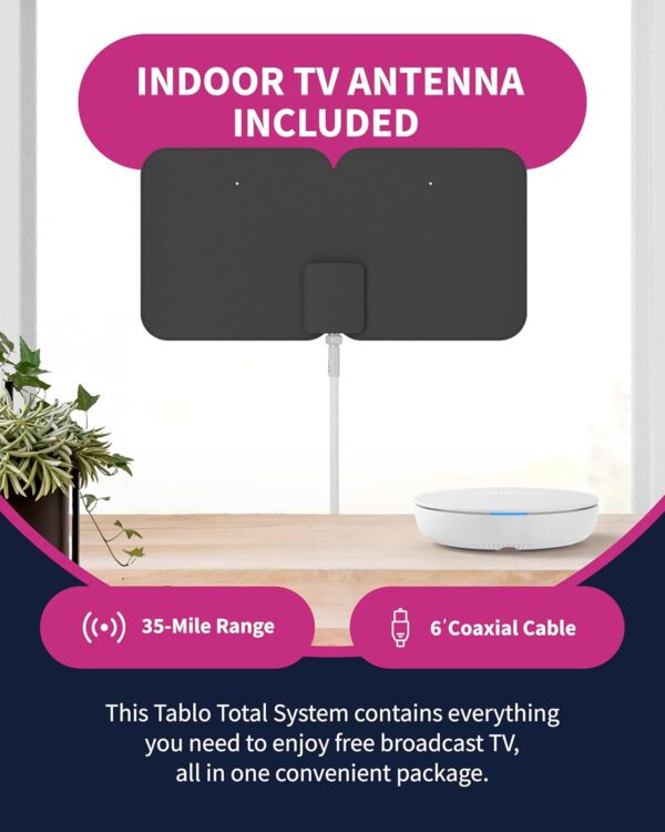 Tablo 4th Gen 2-Tuner Over-The-Air (OTA) DVR + 35-Mile Indoor TV Antenna - Watch, Pause & Record Live TV, News, Sports & Movies Throughout Your Home Over Wi-Fi - 50+ Hrs Recording - No Subscriptions - Image 6