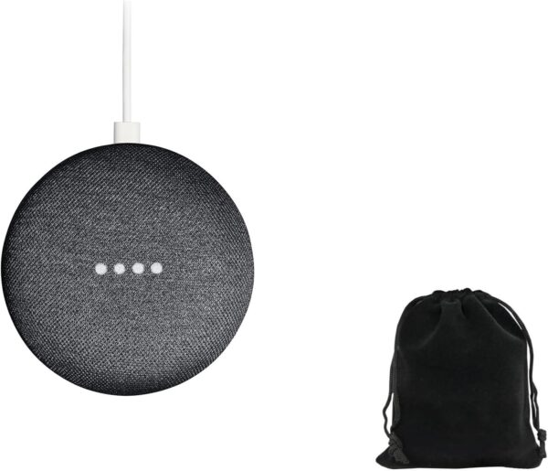 Google Nest Mini 1st Generation Bluetooth Speaker with GO! Deluxe Protective Carry Pouch Bundle (Charcoal) - Image 3