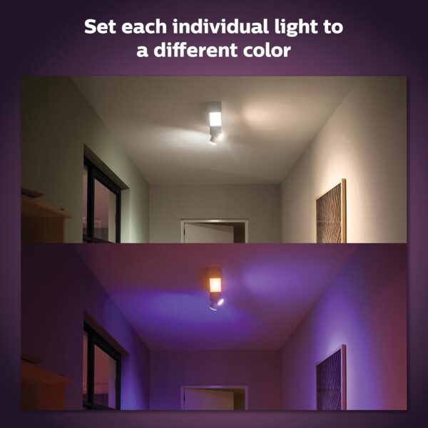 Philips Hue Centris Smart LED Ceiling Spotlight Fixture, White - White and Color Ambiance Color-Changing Light - 2 Lights - Control with App - Works with Alexa, Google Assistant, and Apple Homekit - Image 5