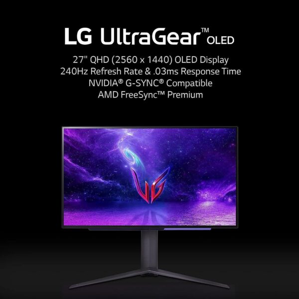 LG 27" Ultragear™ OLED QHD Gaming Monitor with 240Hz .03ms GtG & nVIDIA® G-SYNC® Compatible,Black - Image 5