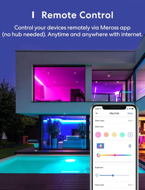 meross Smart LED Strip Lights, 16.4ft WiFi Strip Works with Apple HomeKit, Siri, Alexa, Google, and SmartThings, 16 Million Colors with App Control, RGB Strip Light for Bedroom, Christmas, Kitchen - Image 9