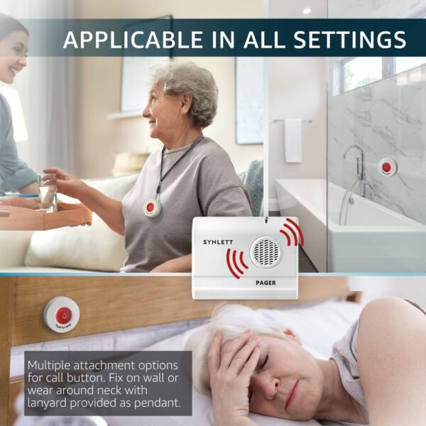 Caregiver Pager Wireless Call Buttons for Elderly Monitoring SOS Alert System Portable Alarm for Nurse Call Seniors Patients Emergency Home - Image 6