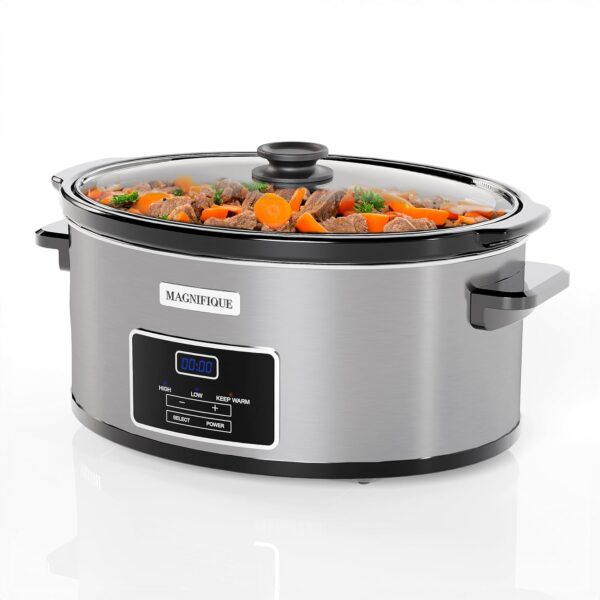 MAGNIFIQUE 7-Quart Casserole Slow Cooker with Timer and Digital Programmable - Small Kitchen Appliance for Family Dinners - Serves 6+ People - Heat Settings: Keep Warm, Low and High - Image 2