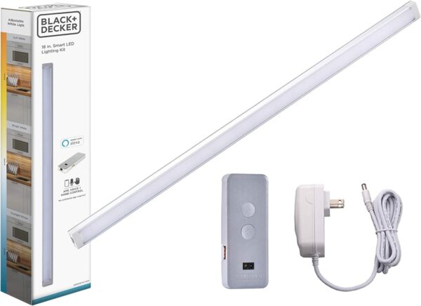 BLACK+DECKER Compatible with Alexa Smart Under Cabinet Lighting Kit & Compatible with Alexa Smart Under Cabinet Lighting, Adjustable LEDs, 18" Bar, White,A Certified for Humans Device - Image 6