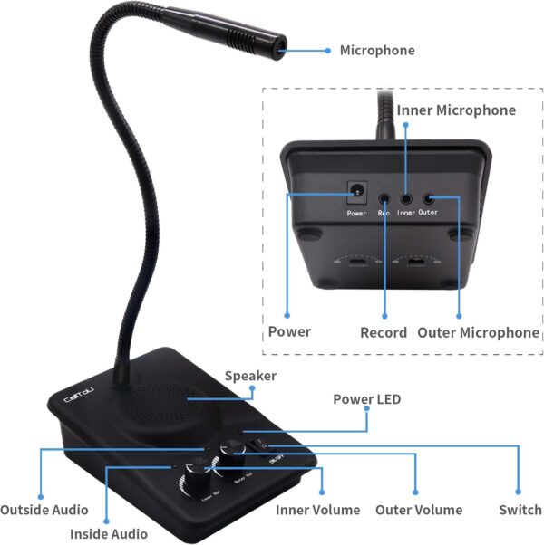 CallToU Window Speaker Intercom System,Dual Way Anti-Interference Intercommunication Microphone Talk Through Glass Window,for Business,Bank,Office,Hospital,Counter,Store,Station,School and More - Image 6