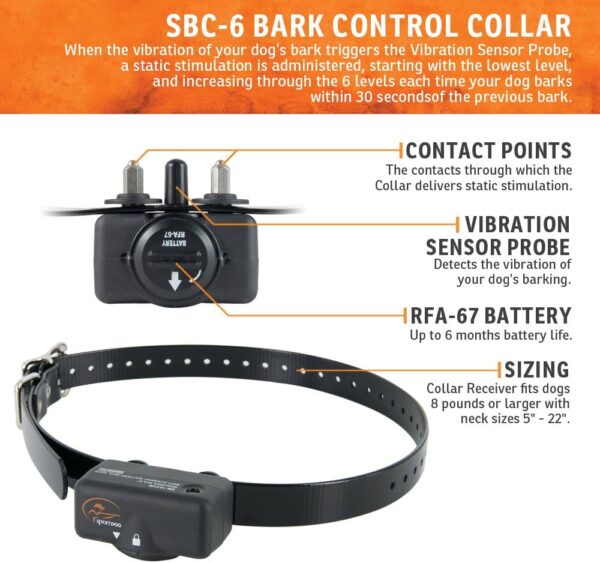 SportDOG Brand NoBark 6 - Waterproof Bark Control Collar with 6 Levels of Static - No Programming Required - Image 4