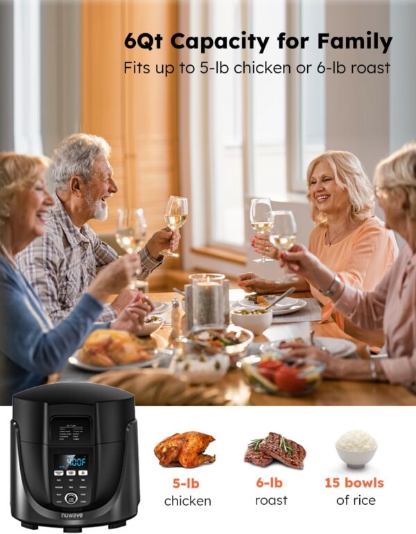 Nuwave Duet Air Fryer and Electric Pressure Cooker Combo with 2 Switchable Lids, 300 FoolProof One-Touch Presets, Crisp&Tender Tech, 6QT Heavy-duty Stainless Steel Pot, 15+ Safety Features, Max 105Kpa - Image 7