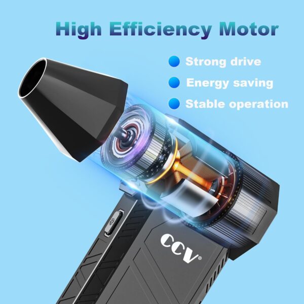 CCV Compressed Air Duster - 150000RPM Electric Air Duster for Cleaning Keyboard&PC 3 Gears Adjustable Rechargeable Cordless Jet Dry Blower Air Blower for Car and Home (BLACK) - Image 3