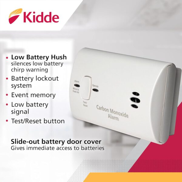 Kidde Carbon Monoxide Detector, Battery Powered CO Alarm with LEDs, Test-Reset Button, Low Battery Indicator, Portable - Image 3