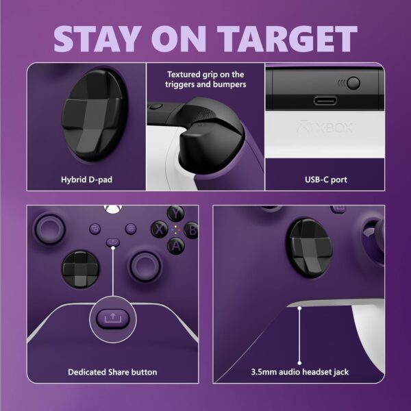 Xbox Core Wireless Gaming Controller – Astral Purple – Xbox Series X|S, Xbox One, Windows PC, Android, and iOS - Image 4