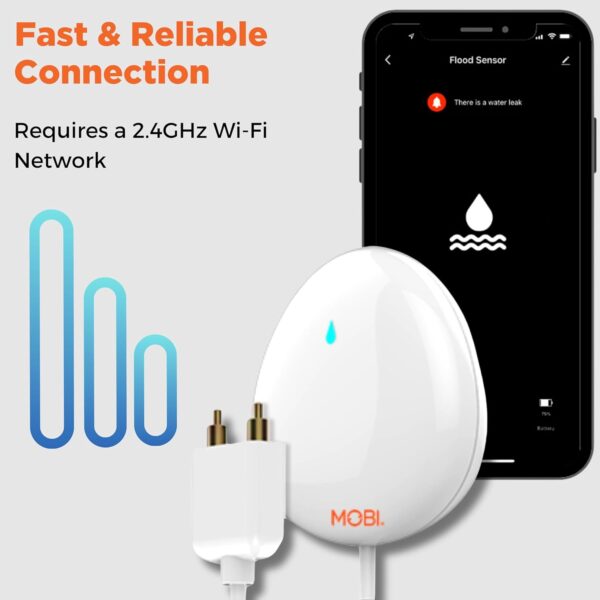 MOBI Smart Home 2.4GHz WiFi Water Leak Sensor, Water Sensor, Water Detector Alarm; Water Leak & Flood Detector, Smart Notification App, Expand with Cameras & Smart Home Devices. Battery INCLUDED - Image 5