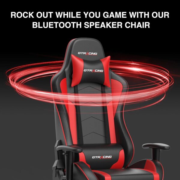 GTRACING Gaming Chair with Footrest Speakers Video Game Chair Bluetooth Music Heavy Duty Ergonomic Computer Office Desk Chair Red - Image 9