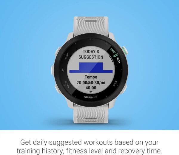 Garmin Forerunner 55, GPS Running Watch with Daily Suggested Workouts, Up to 2 weeks of Battery Life, White - Image 6