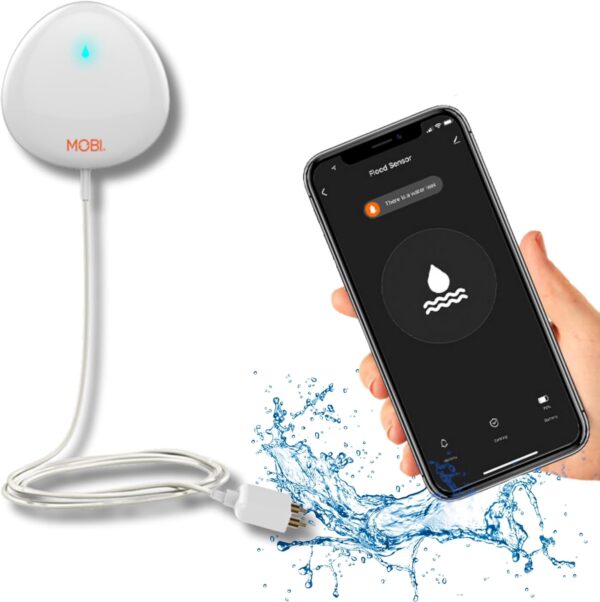 MOBI Smart Home 2.4GHz WiFi Water Leak Sensor, Water Sensor, Water Detector Alarm; Water Leak & Flood Detector, Smart Notification App, Expand with Cameras & Smart Home Devices. Battery INCLUDED - Image 2