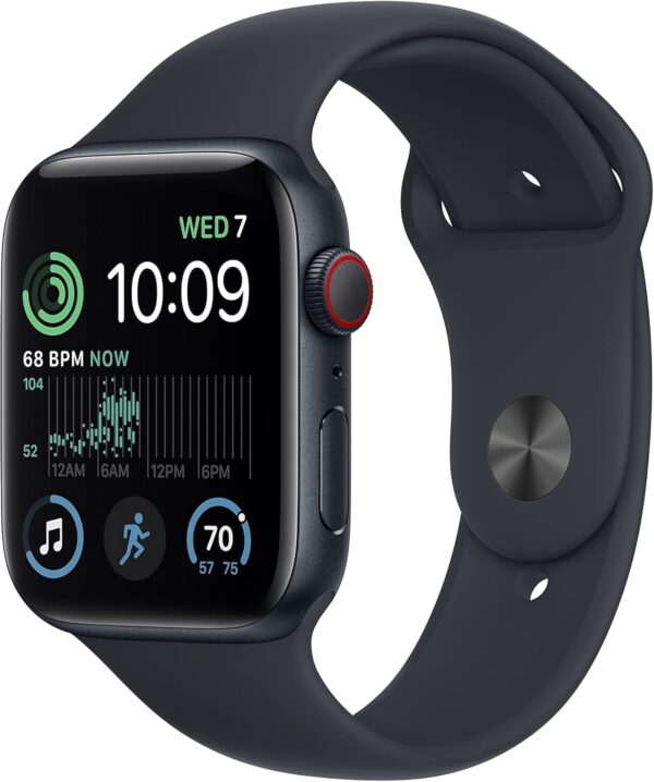 Apple Watch SE (2nd Gen) (GPS + Cellular, 44mm) - Midnight Aluminum Case with Midnight Sport Band, S/M (Renewed) - Image 2