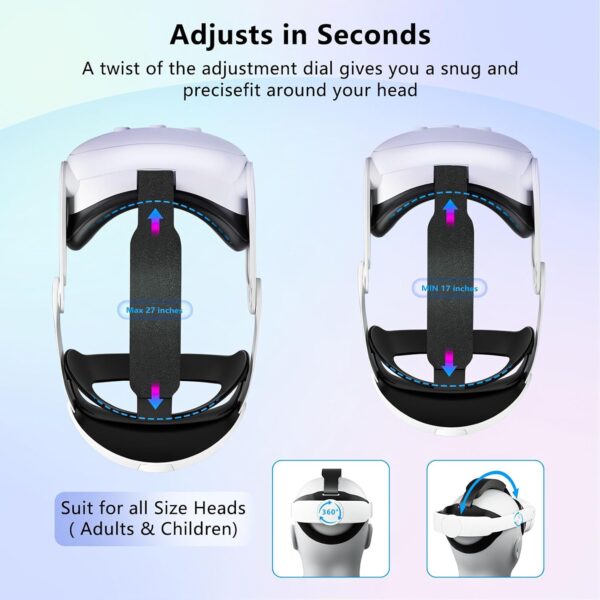 Head Strap for Meta Quest 3,Comfort Adjustable Elite Strap Replacement for Oculus Quest 3 Reduce Pressure,Soft Cushion VR Headset Accessories for Longer Immersion - Image 5