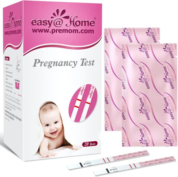 Easy@Home Pregnancy Test Strips Kit, Powered by Premom Ovulation Predictor iOS and Android APP, 20 HCG Tests - Image 2