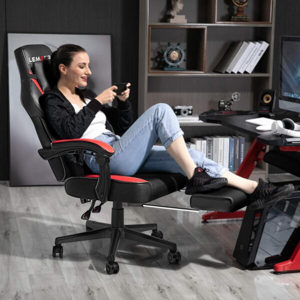 LEMBERI Video Game Chairs with footrest, Big and Tall Gamer Chair for Adults, 400lb Capacity, Racing Style Computer Chair with Headrest and Lumbar Support - Image 2