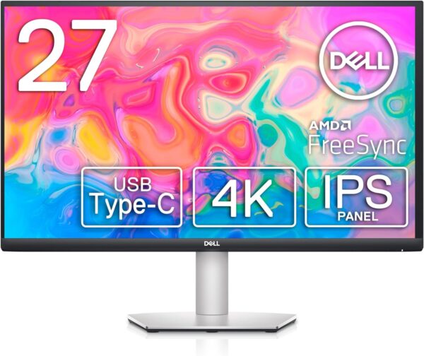 Dell S2722QC 27-inch 4K USB-C Monitor - UHD (3840 x 2160) Display, 60Hz Refresh Rate, 8MS Grey-to-Grey Response Time (Normal Mode), Built-in Dual 3W Speakers, 1.07 Billion Colors Platinum Silver - Image 2