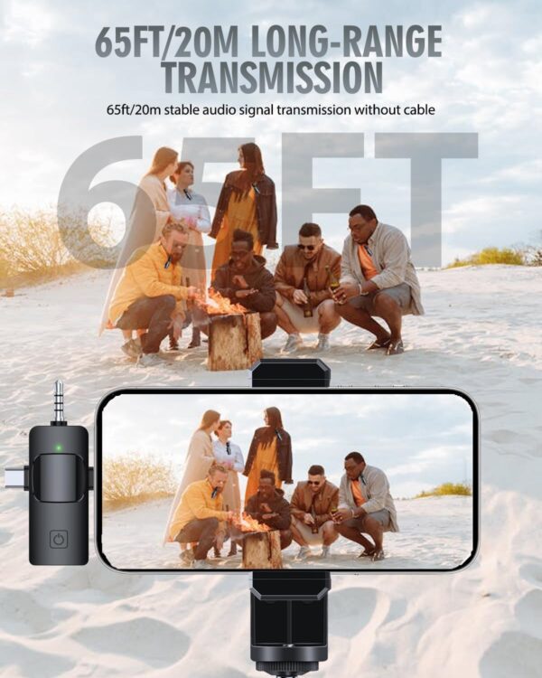 PQRQP 3 in 1 Wireless Microphone for iPhone, Android, Camera, USB-C Microphone, Wireless Lavalier Microphone, Mini Microphone, Noise Canceling Lapel Mic for Interview Video Podcast Vlog YouTube - Image 5