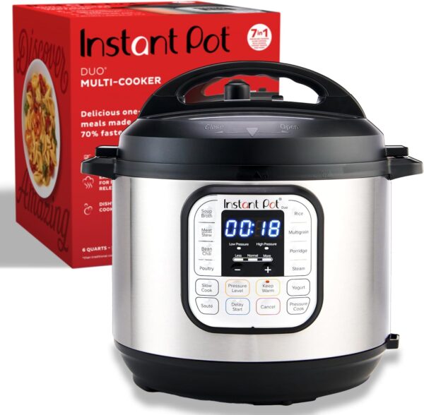 Instant Pot Duo 7-in-1 Electric Pressure Cooker, Slow Cooker, Rice Cooker, Steamer, Sauté, Yogurt Maker, Warmer & Sterilizer, Includes App With Over 800 Recipes, Stainless Steel, 6 Quart - Image 2