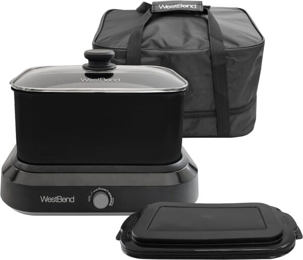 West Bend 87906BK Slow Cooker, Large-Capacity Non-Stick Vessel with Variable Temperature Control, Travel Lid and Thermal Carrying Case, 6 Qt, Black - Image 3