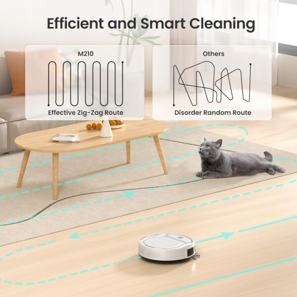 Lefant Robot Vacuum Cleaner, Strong Suction, 120 Mins Runtime, Slim, Low Noise, Automatic Self-Charging, Wi-Fi/App/Alexa Control, Ideal for Pet Hair Hard Floor and Daily Cleaning, M210 - Image 4