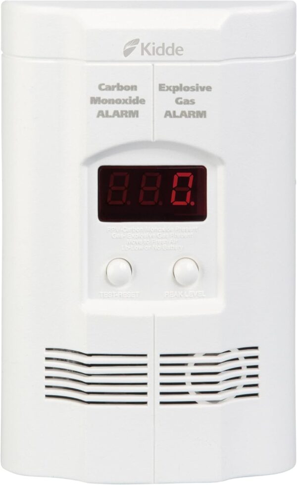 Kidde Carbon Monoxide Detector, Propane, Natural, Methane, & Explosive Gas Alarm, Plug-In Wall with 9-Volt Battery Backup, Digital LED Display - Image 2