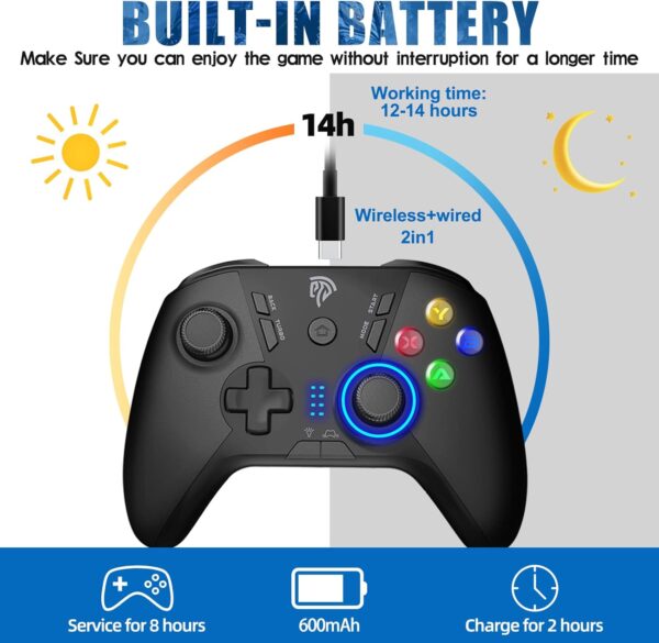 EasySMX Wireless Gaming Controller for Windows PC/Steam Deck/PS3/Android TV BOX, Dual Vibrate Plug and Play Gamepad Joystick with 4 Customized Keys, Battery Up to 14 Hours, Work for Nintendo Switch - Image 9