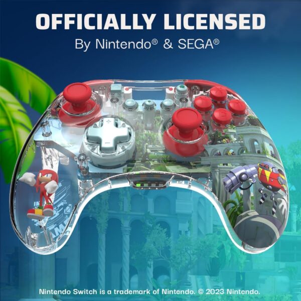 PDP REALMz™ Wireless Nintendo Switch Pro Controller, Customizable LED, Rechargeable Battery Power, 30 Foot Range, Licensed by Nintendo and SEGA: Sonic Superstars (Knuckles Sky Sanctuary Zone) - Image 6