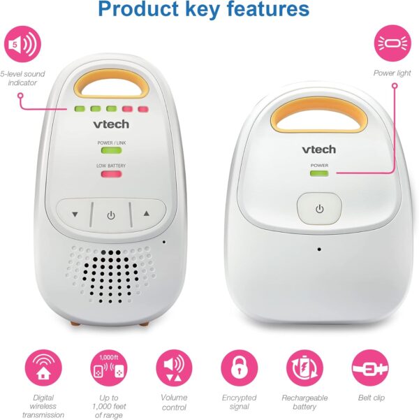 VTech Upgraded Audio Baby Monitor with Rechargeable Battery, Long Range, and Crystal-Clear Sound - Image 12