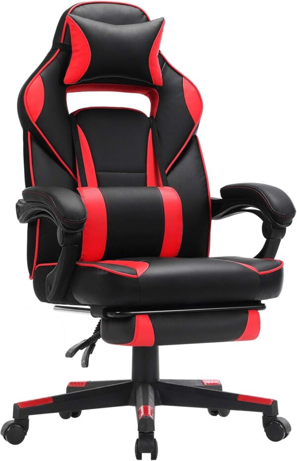 SONGMICS Racing Gaming Chair, Adjustable Ergonomic Office Chair with Footrest, Tilt Mechanism, Lumbar Support, 330 lb Load, Black and Red UOBG073B01 - Image 6