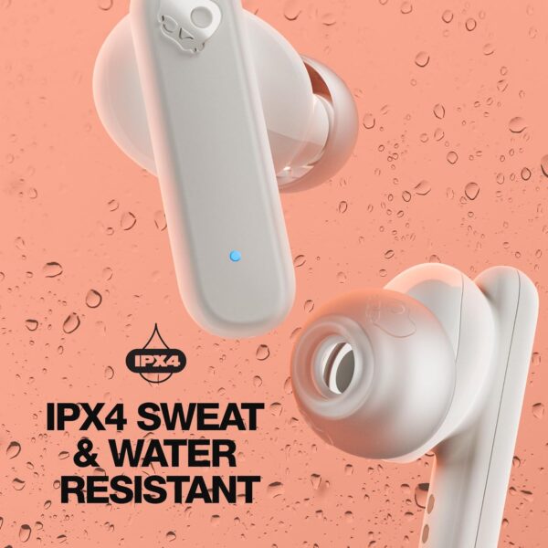 Skullcandy Smokin' Buds in-Ear Wireless Earbuds, 20 Hr Battery, 50% Renewable Plastics, Microphone, Works with iPhone Android and Bluetooth Devices - Bone/Orange Glow - Image 5