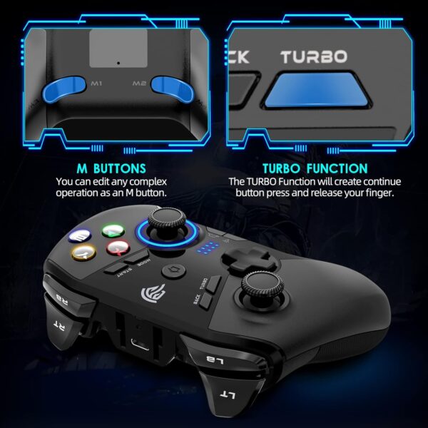 EasySMX Wireless Gaming Controller for Windows PC/Steam Deck/PS3/Android TV BOX, Dual Vibrate Plug and Play Gamepad Joystick with 4 Customized Keys, Battery Up to 14 Hours, Work for Nintendo Switch - Image 5