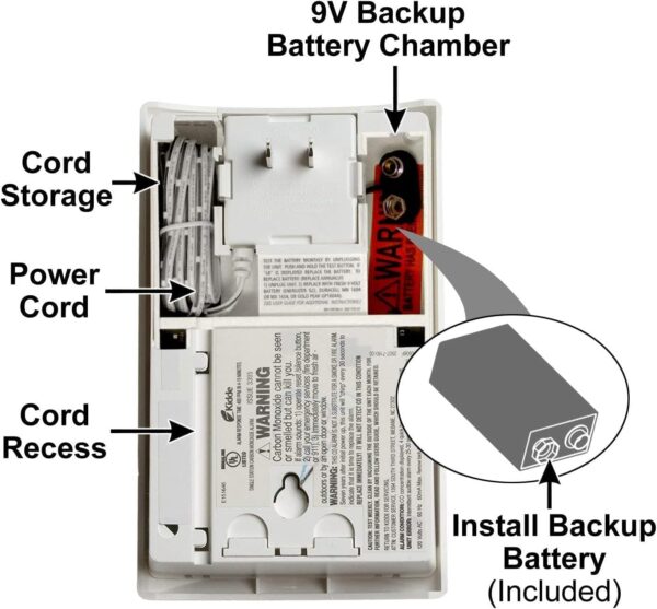 Kidde Carbon Monoxide Detector, Plug In Wall with 9-Volt Battery Backup, Digital LED Display - Image 8