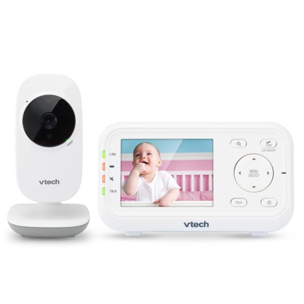 VTech Video Baby Monitor with 1000ft Long Range, Auto Night Vision, 2.8” Screen, 2-Way Audio Talk, Temperature Sensor, Power Saving Mode, Lullabies and Wall-mountable Camera with bracket, White - Image 2