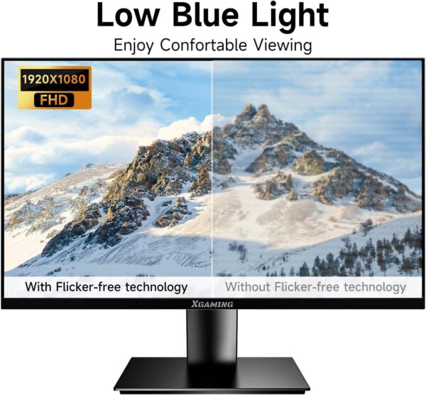 24 Inch 100Hz Monitor, Full HD 1920x1080 Office PC Monitor IPS Display with HDR Low Blue Light Eye Care, Build-in Speakers, FreeSync, HDMI VGA Display, VESA,Tilt Adjustable, Black - Image 6