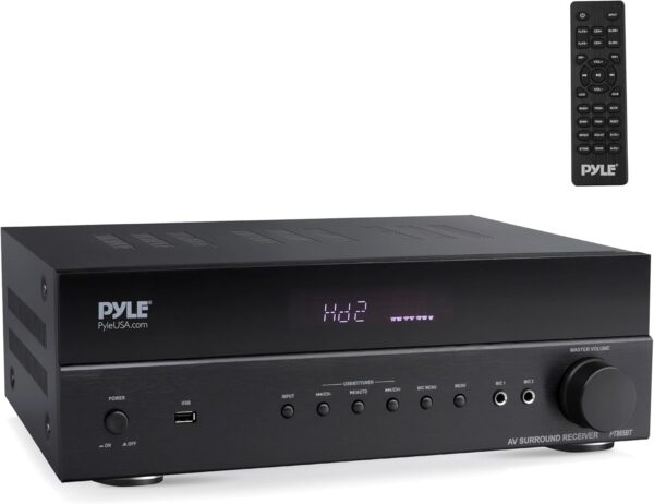 Pyle 5.2 Channel Hi-Fi Home Theater Receiver - 1000W MAX Wireless BT Surround Sound Stereo Amplifier System with 4k Ultra HD Support, MP3/USB/DAC/FM Radio, Ideal for Immersive Home Audio Experience - Image 2