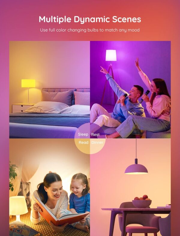 Govee Smart Light Bulbs, Color Changing Light Bulb, Work with Alexa and Google Assistant, 16 Million Colors RGBWW, WiFi & Bluetooth LED Light Bulbs, Music Sync, A19, 800 Lumens, 4 Pack - Image 5